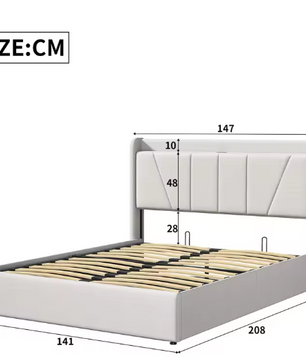Gestoffeerd Tweepersoonsbed met USB en Hydraulische Opbergruimte – 140/160 × 200 cm