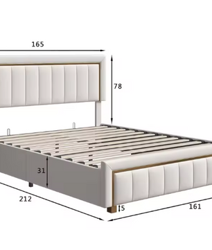 Gewatteerd Tweepersoonsbed met Hydraulische Opbergruimte – Modern Platformbed