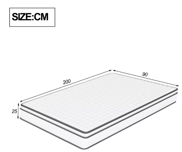 90x200x25 cm Pocket Spring Matras – Ultrageluiddichte Matras met Comfortschuim en Ademend Oppervlak
