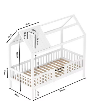 Kinderbed 90x200 cm – Houten Cottage Bed met Lattenbodem en Barrière
