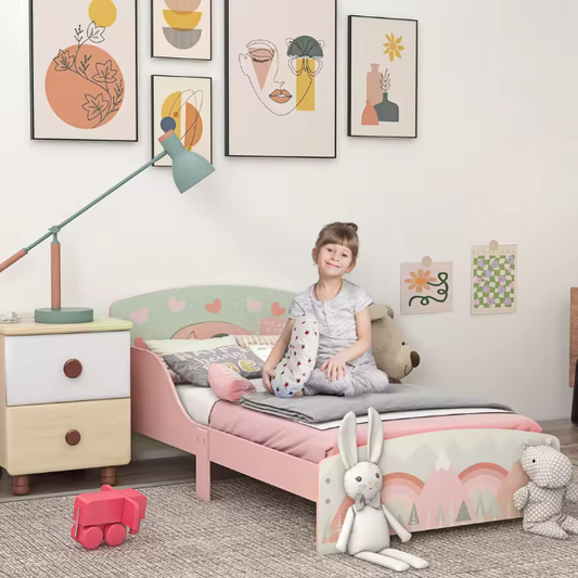 Houten Kinderbed 143x77x60 cm – Voor Kinderen van 3-6 Jaar, Roze