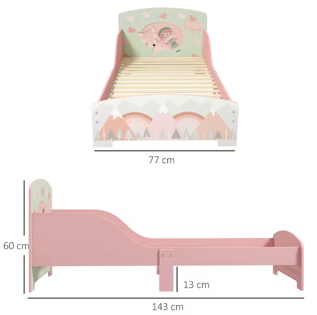 Houten Kinderbed 143x77x60 cm – Voor Kinderen van 3-6 Jaar, Roze