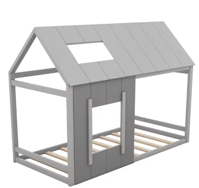 Huis Kinderbed 90x200 cm – Met Dak en Ramen, Modern en Stevig