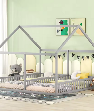 Kindercabine Bed 90x200 cm – 2-in-1 Huisbed voor Twee Personen