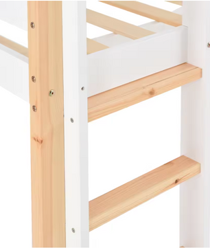 Kinderhoogbed 90x200 cm – Met Valbeveiliging, Trap en Opbergruimte