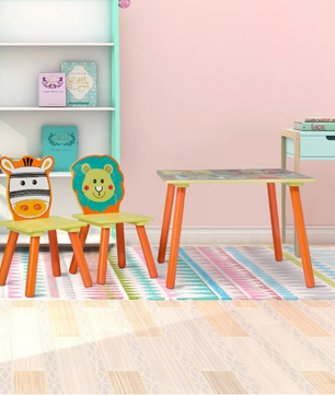 Houten Kindertafel met 2 Stoelen – Speel- en Activiteitenset voor Kleuters