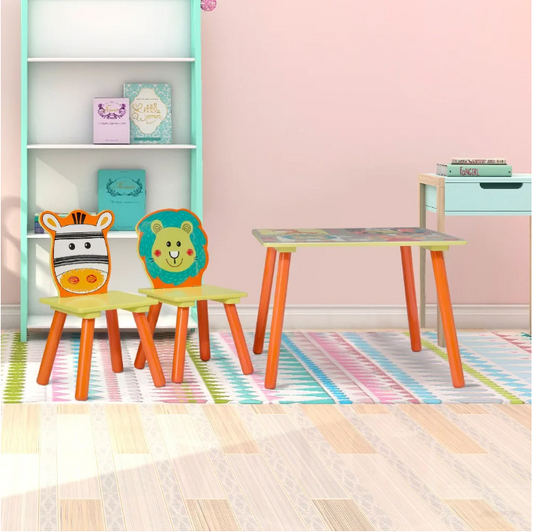 Houten Kindertafel met 2 Stoelen – Speel- en Activiteitenset voor Kleuters