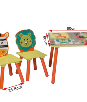 Houten Kindertafel met 2 Stoelen – Speel- en Activiteitenset voor Kleuters