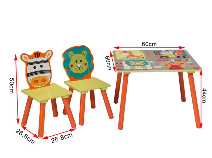 Houten Kindertafel met 2 Stoelen – Speel- en Activiteitenset voor Kleuters