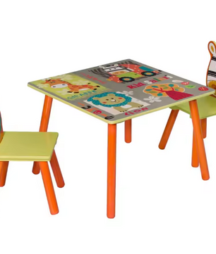 Houten Kindertafel met 2 Stoelen – Speel- en Activiteitenset voor Kleuters