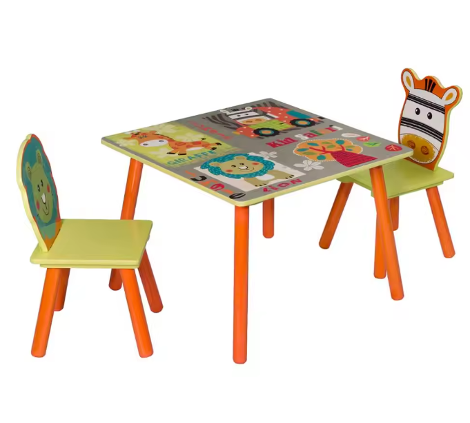 Houten Kindertafel met 2 Stoelen – Speel- en Activiteitenset voor Kleuters