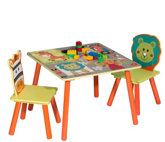 Houten Kindertafel met 2 Stoelen – Speel- en Activiteitenset voor Kleuters