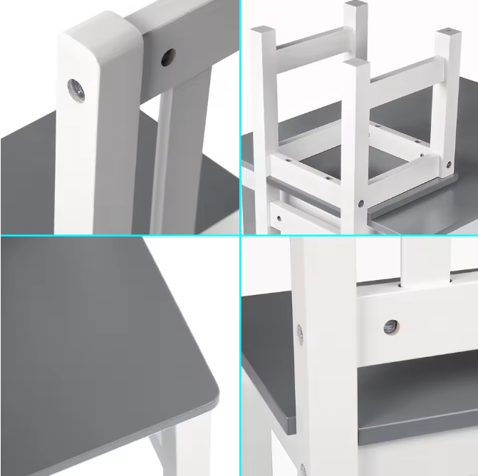 Kindertafel met 2 Stoelen – Houten Studie-, Speel- en Knutselset voor Kleuters