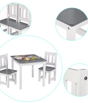 Kindertafel met 2 Stoelen – Houten Studie-, Speel- en Knutselset voor Kleuters