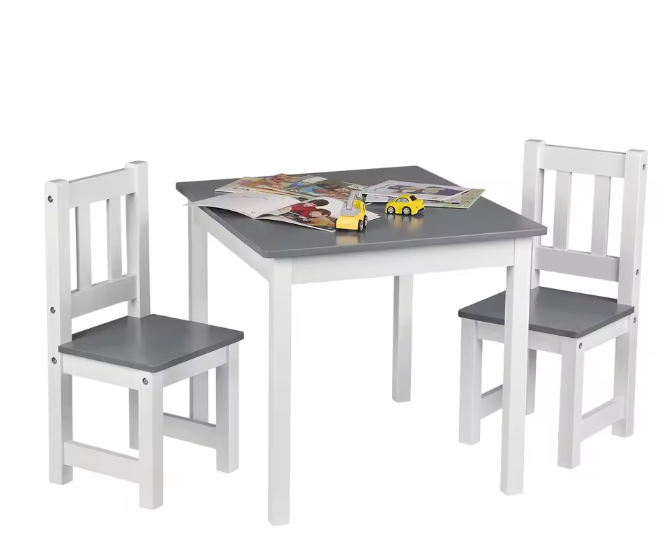Kindertafel met 2 Stoelen – Houten Studie-, Speel- en Knutselset voor Kleuters