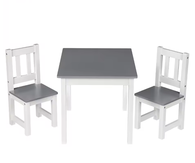 Kindertafel met 2 Stoelen – Houten Studie-, Speel- en Knutselset voor Kleuters