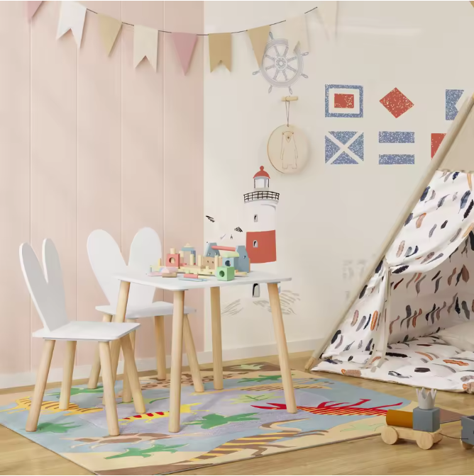 Kindertafel met 2 Stoelen – Activiteitentafelset voor Eten, Leren en Spelen