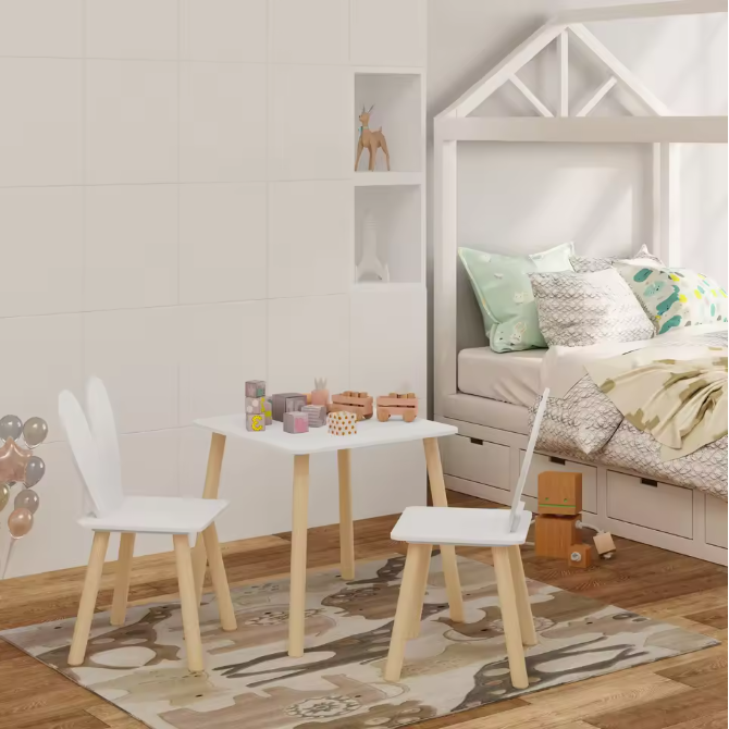Kindertafel met 2 Stoelen – Activiteitentafelset voor Eten, Leren en Spelen