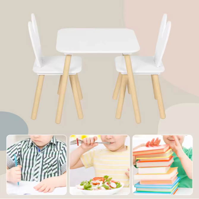 Kindertafel met 2 Stoelen – Activiteitentafelset voor Eten, Leren en Spelen