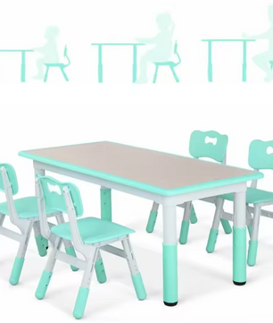 In Hoogte Verstelbare Kindertafel met 4 Stoelen – Activiteitenset