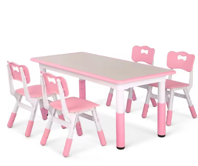 In Hoogte Verstelbare Kindertafel met 4 Stoelen – Activiteitenset
