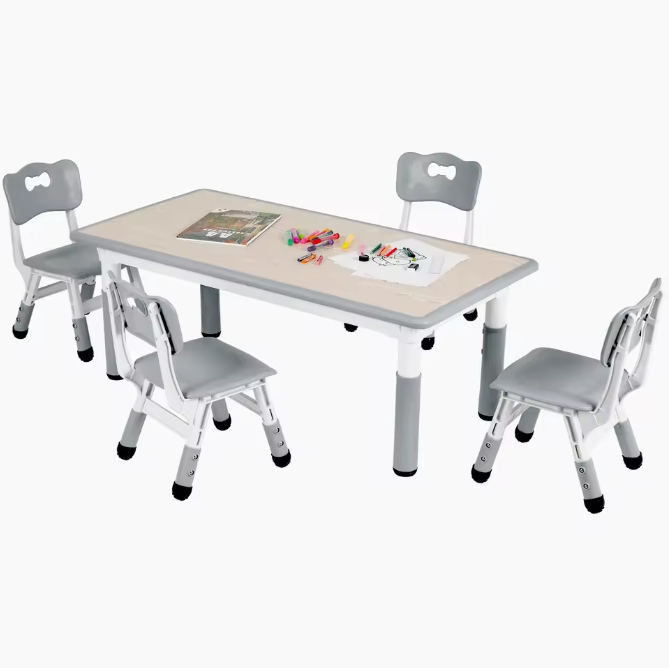 In Hoogte Verstelbare Kindertafel met 4 Stoelen – Activiteitenset