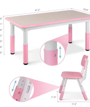 In Hoogte Verstelbare Kindertafel met 4 Stoelen – Activiteitenset