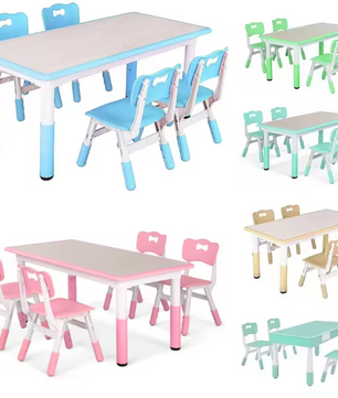 In Hoogte Verstelbare Kindertafel met 4 Stoelen – Activiteitenset