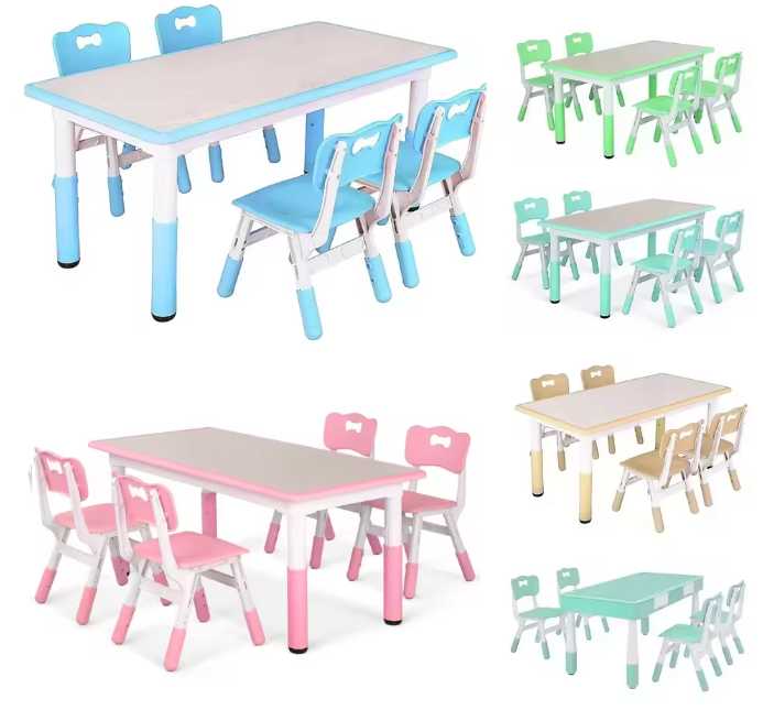 In Hoogte Verstelbare Kindertafel met 4 Stoelen – Activiteitenset