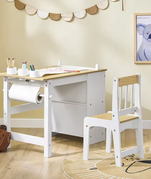 Kindertafel met Stoel – DIY Kinderbureau met Stickers en Opbergruimte
