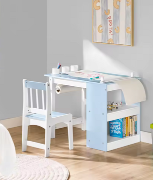 Kindertafel met Stoel – DIY Kinderbureau met Stickers en Opbergruimte