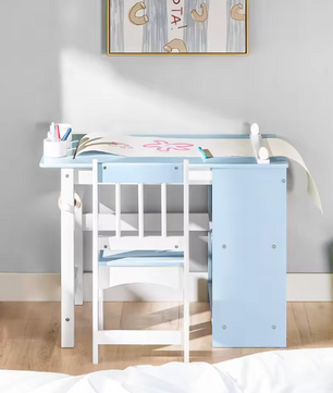 Kindertafel met Stoel – DIY Kinderbureau met Stickers en Opbergruimte
