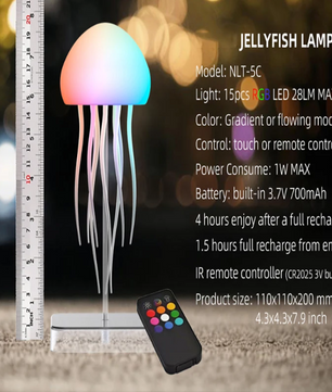 LED Kwallenlamp met 9 Tentakels – RGB Kleurverloop en Afstandsbediening