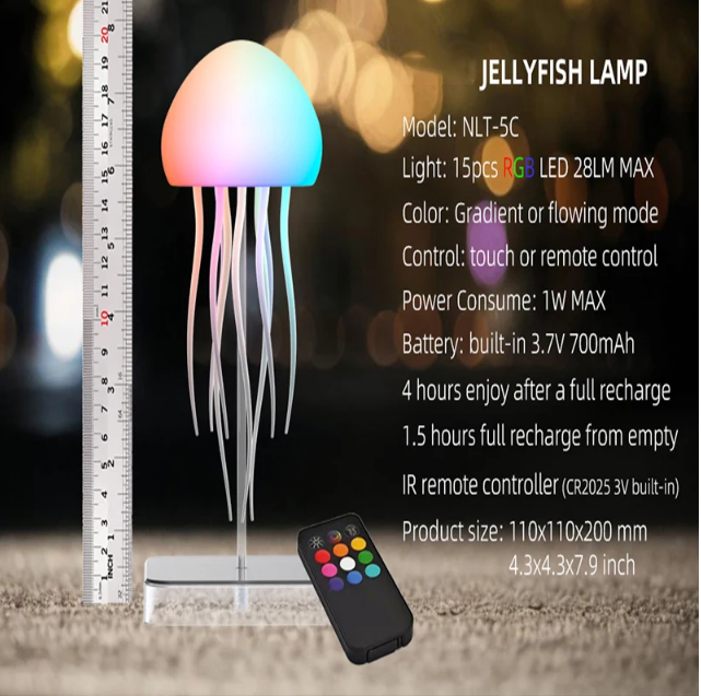 LED Kwallenlamp met 9 Tentakels – RGB Kleurverloop en Afstandsbediening