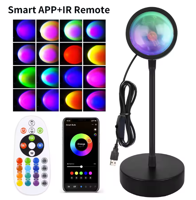 Slimme Zonsondergang Projectorlamp – RGB LED Nachtlamp met App en Afstandsbediening
