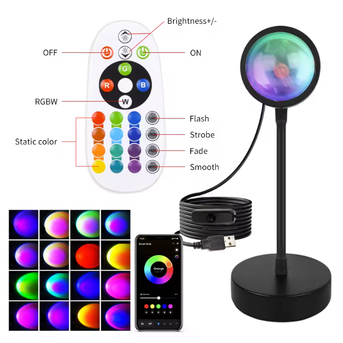 Slimme Zonsondergang Projectorlamp – RGB LED Nachtlamp met App en Afstandsbediening