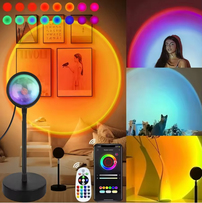 Slimme Zonsondergang Projectorlamp – RGB LED Nachtlamp met App en Afstandsbediening