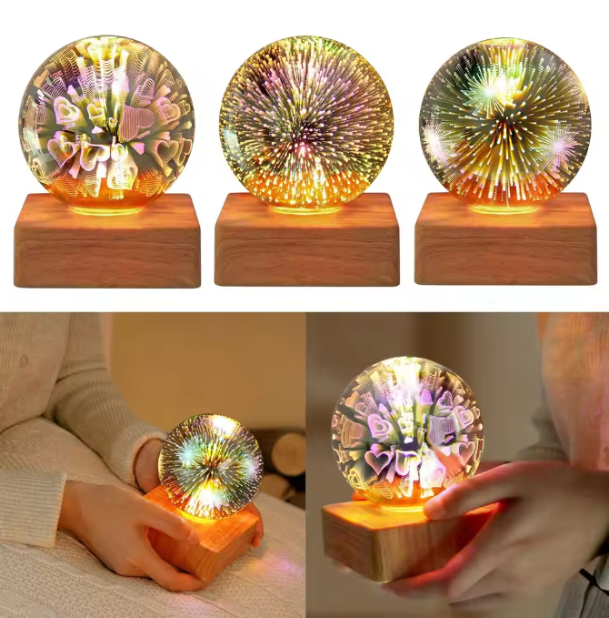 3D Vuurwerk Tafellamp – Romantische Sfeerverlichting voor Slaapkamer en Studie