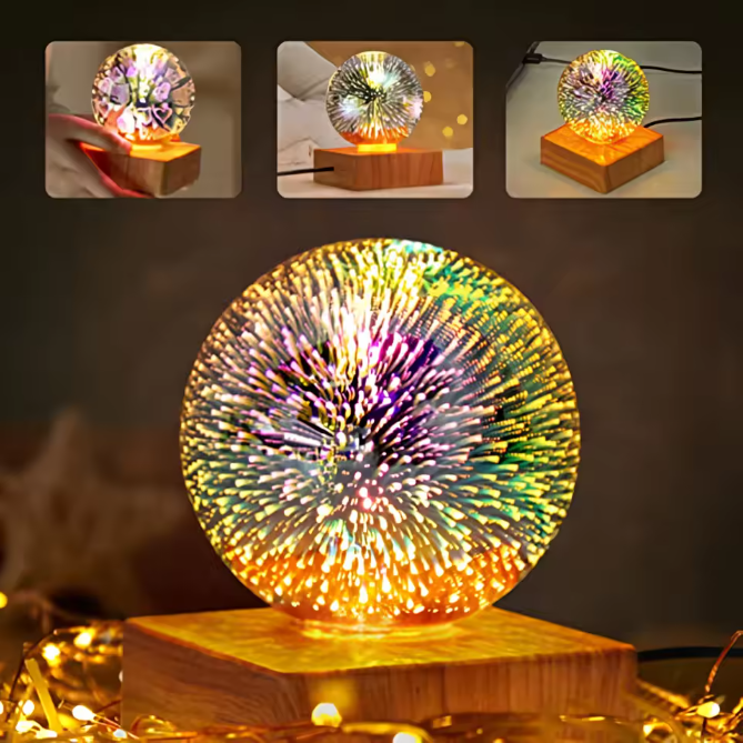 3D Vuurwerk Tafellamp – Romantische Sfeerverlichting voor Slaapkamer en Studie
