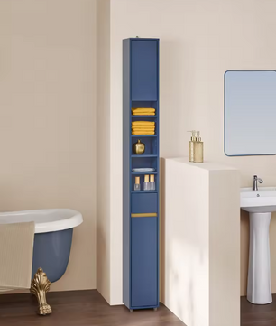 Smalle Hoge Badkamerkast met Lade en Deuren – 5 Vakken