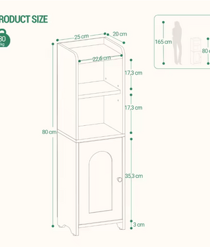 Smalle Badkamerkast met Deuren en Verstelbare Planken