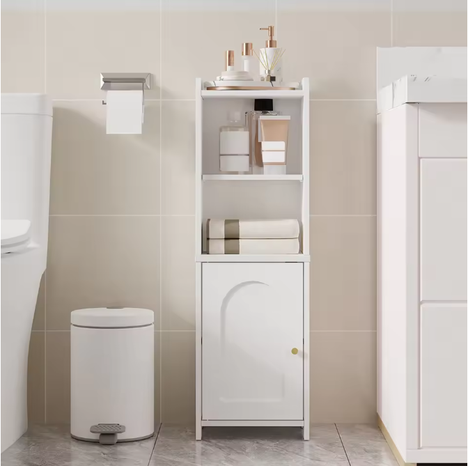 Smalle Badkamerkast met Deuren en Verstelbare Planken