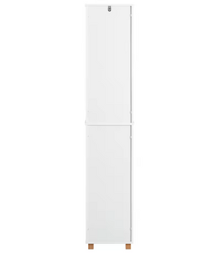 Hoge Smalle Badkamerkast met Open Vak en Bamboe Deuren