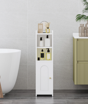 Smalle Badkamerkast met Deuren en Verstelbare Planken