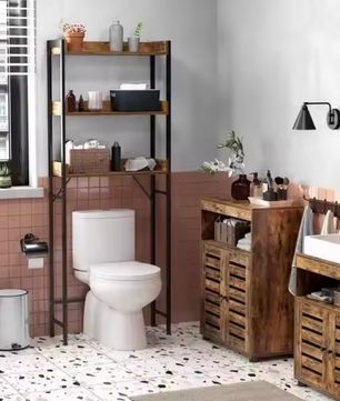 Toiletrek met 3 Open Planken – Badkamer Opbergrek voor Toilet