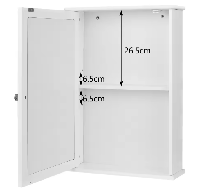 Badkamerkast met Spiegel en Plank – Wandkast voor Badkamer en Toilet