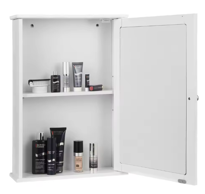 Badkamerkast met Spiegel en Plank – Wandkast voor Badkamer en Toilet