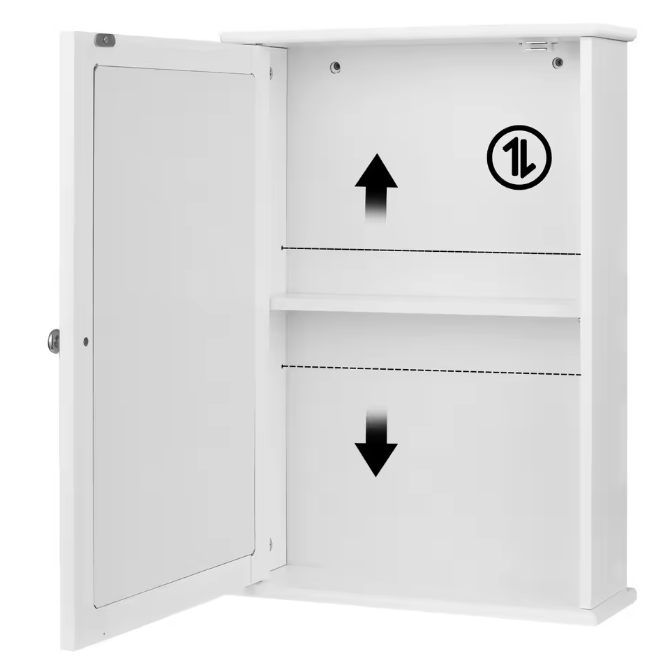 Badkamerkast met Spiegel en Plank – Wandkast voor Badkamer en Toilet