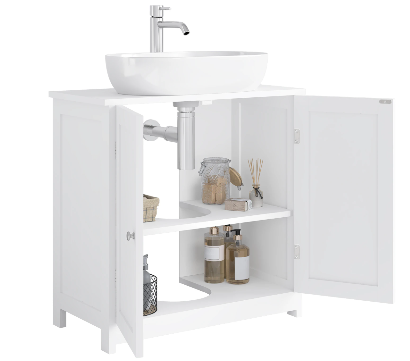 Badkamerkast Onder Wastafel met 2 Deuren – Vloerstaand Opbergmeubel