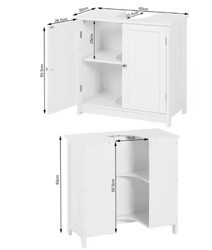 Badkamerkast Onder Wastafel met 2 Deuren – Vloerstaand Opbergmeubel